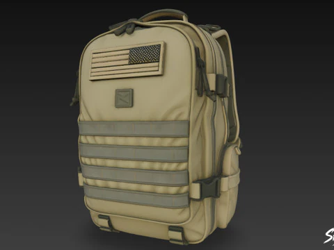Olive Assault Backpack 3D Model