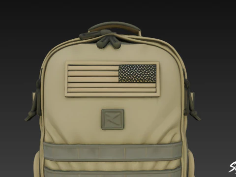 Olive Assault Backpack 3D Model