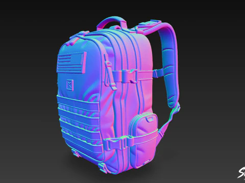 Olive Assault Backpack 3D Model