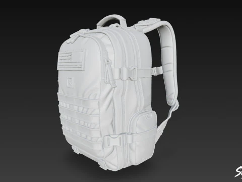 Olive Assault Backpack 3D Model
