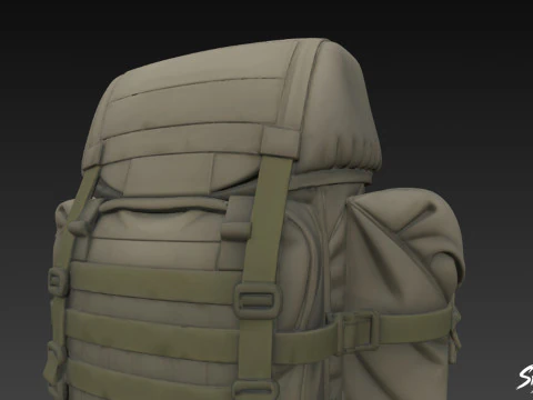 Оливковый рюкзак Field 3D Модель