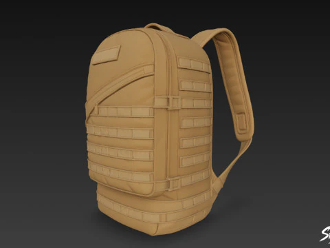 Tan Tactical Backpack 3D Model