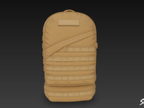 Tan Tactical Backpack 3D Model