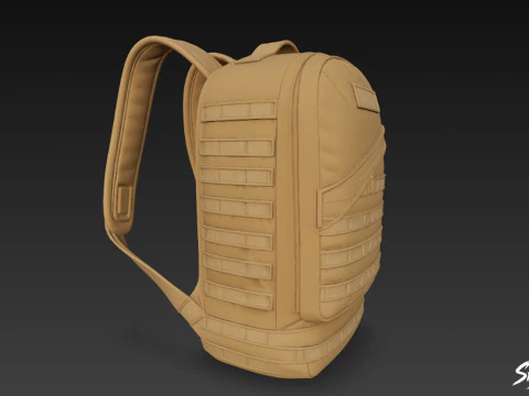 Tan Tactical Backpack 3D Model