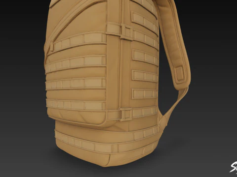 Tan Tactical Backpack 3D Model