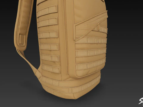 Tan Tactical Backpack 3D Model