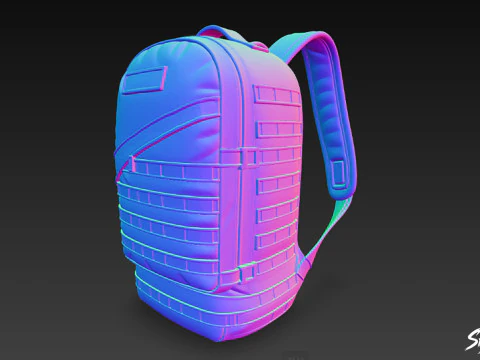 Tan Tactical Backpack 3D Model