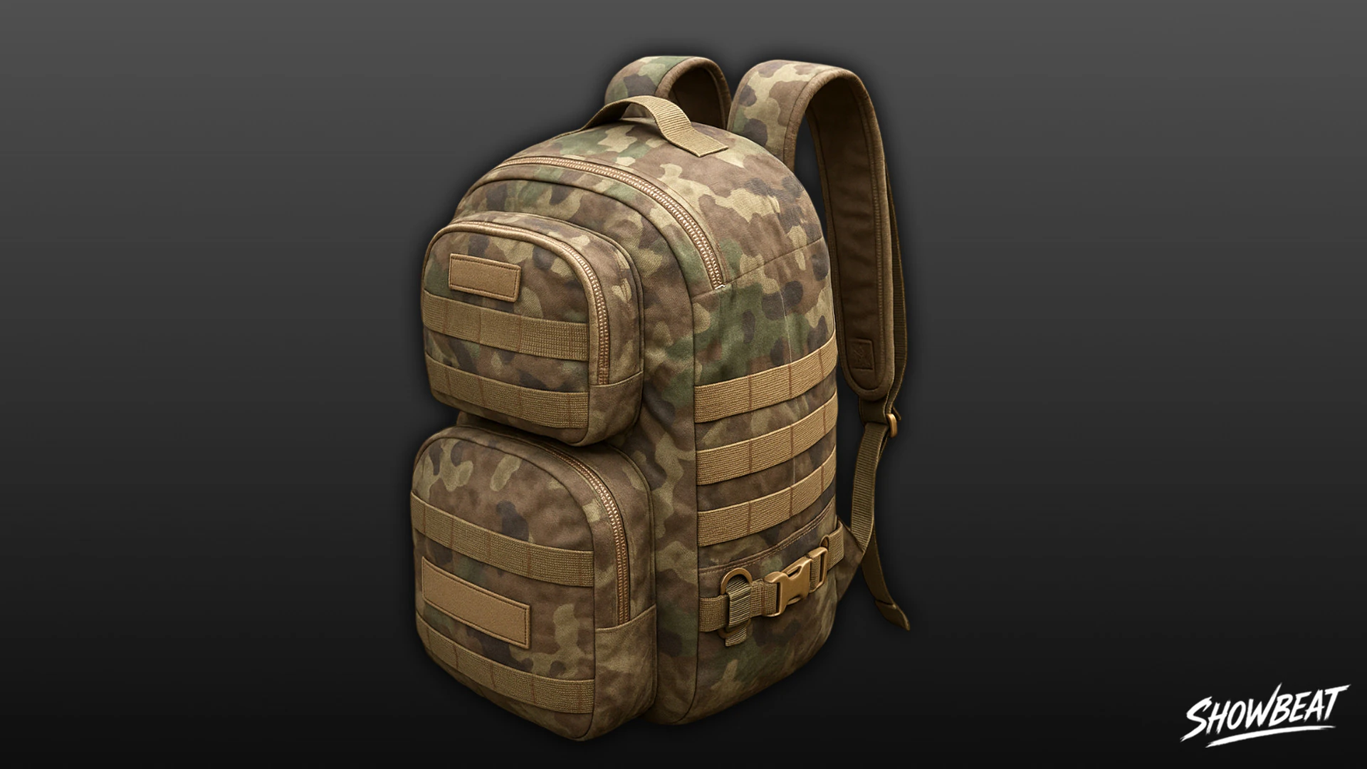 Woodland Camo Backpack 3D Model .c4d .max .obj .3ds .fbx .stl .blend 