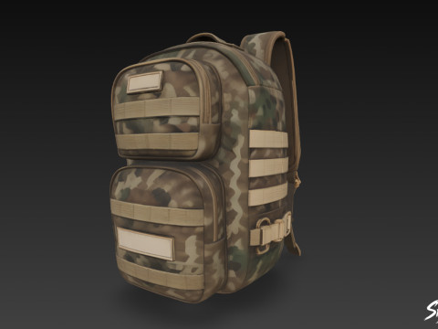 Plecak w kamuflażu leśnym Model 3D