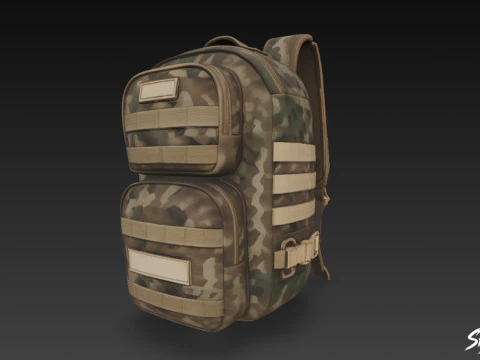 Woodland Camo Backpack 3D Model