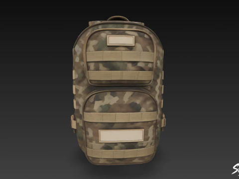 Woodland Camo Backpack 3D Model
