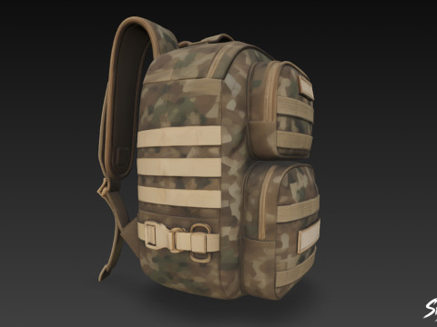 Plecak w kamuflażu leśnym Model 3D