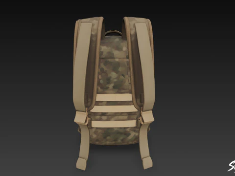Woodland Camo Backpack 3D Model