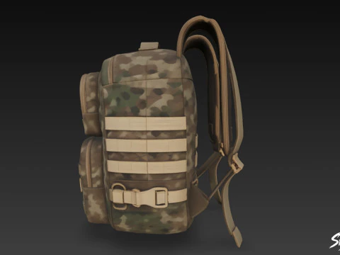 Woodland Camo Backpack 3D Model