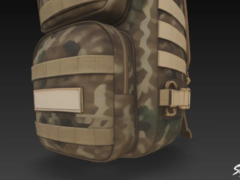 Woodland Camo Backpack 3D Model