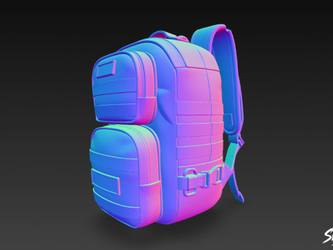 Plecak w kamuflażu leśnym Model 3D