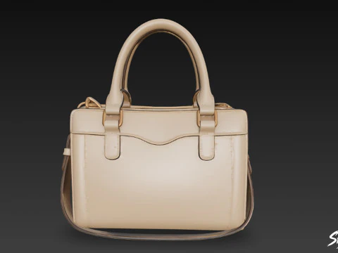Beige Classic Tote Bag 3D Model