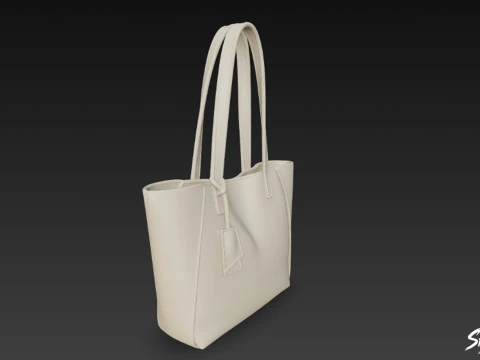 Beige Daily Tote Bag 3D Model