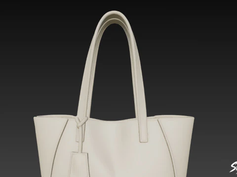 Beige Daily Tote Bag 3D Model