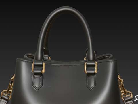 블랙 클래식 핸드백 3D 모델