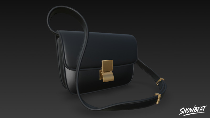 Borsa a tracolla nera con patta Modello 3D .c4d .max .obj .3ds .fbx .stl .blend