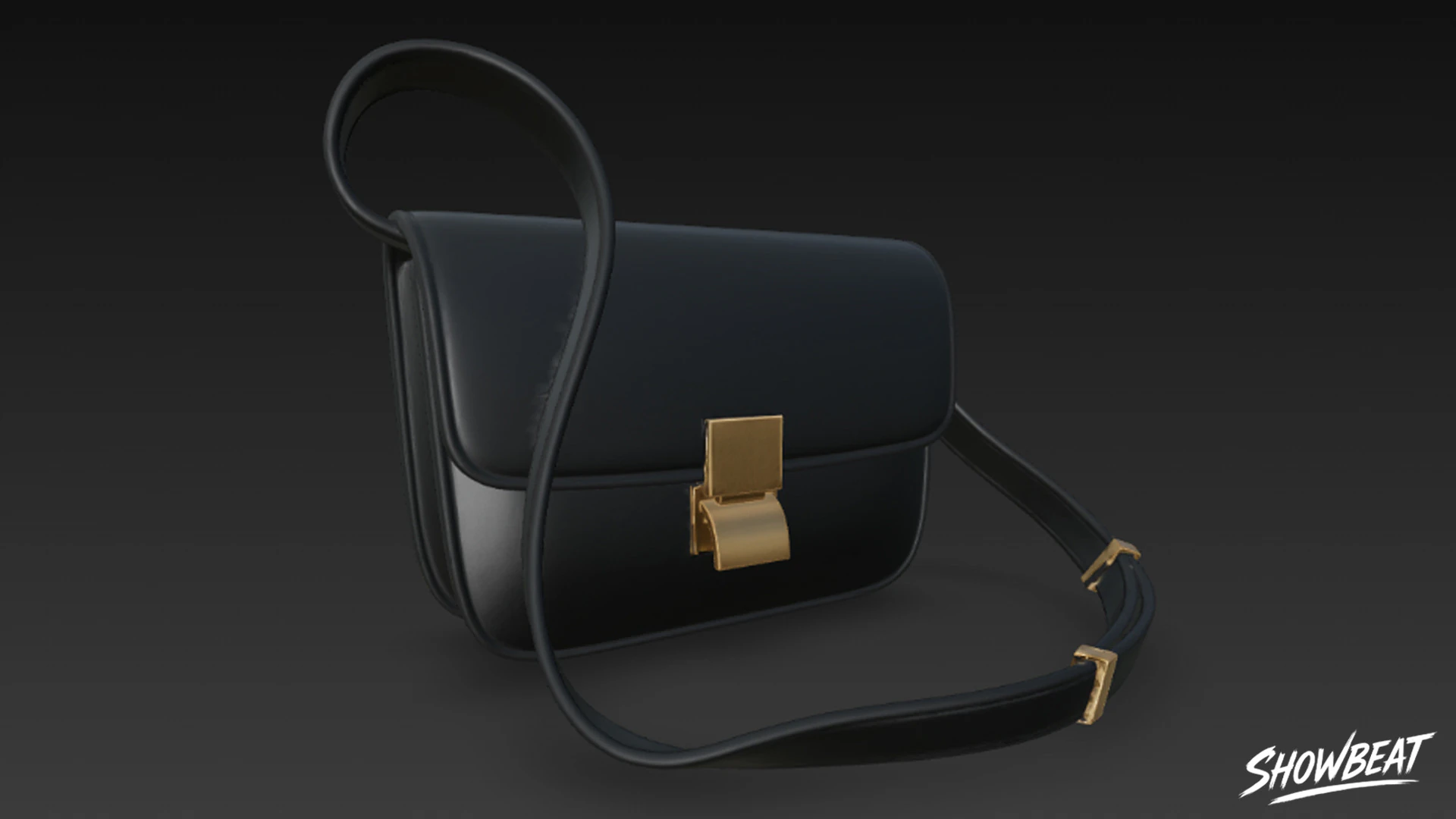 Black Flap Crossbody Bag 3D Model .c4d .max .obj .3ds .fbx .stl .blend