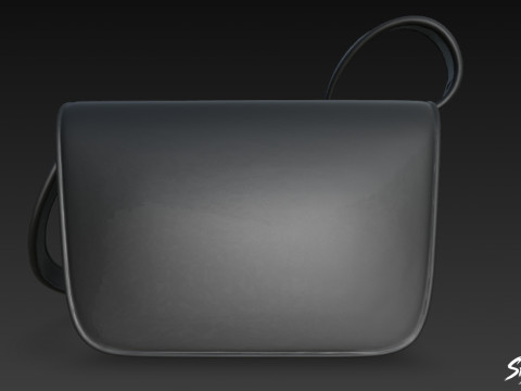 Tas Selempang Bertutup Hitam Model 3D