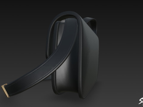 Tas Selempang Bertutup Hitam Model 3D