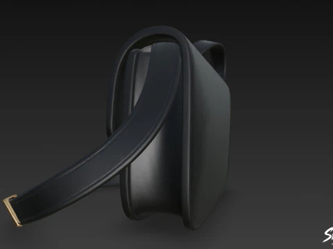 Black Flap Crossbody Bag 3D Model
