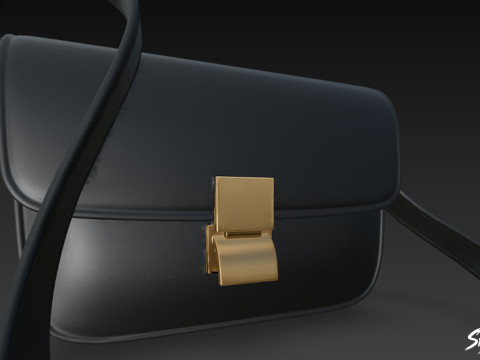 Tas Selempang Bertutup Hitam Model 3D