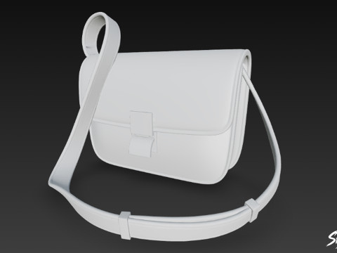 Tas Selempang Bertutup Hitam Model 3D