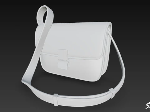 Black Flap Crossbody Bag 3D Model