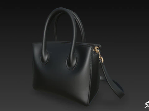 Black Formal Office Handbag 3D Model