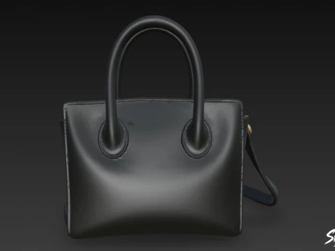 Black Formal Office Handbag 3D Model