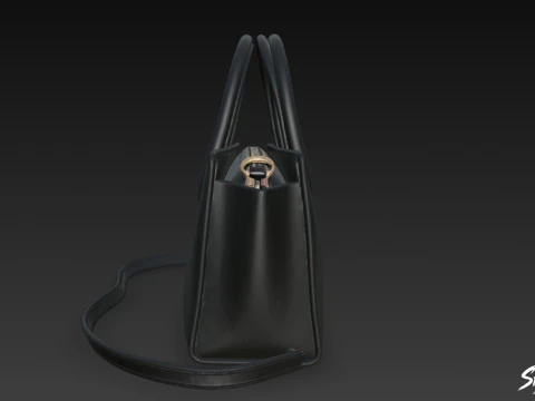 Black Formal Office Handbag 3D Model
