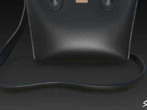Black Formal Office Handbag 3D Model
