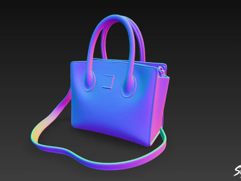 Black Formal Office Handbag 3D Model