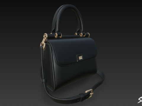블랙 럭셔리 핸드백 3D 모델