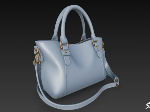 Tas Tote Modern Biru Model 3D