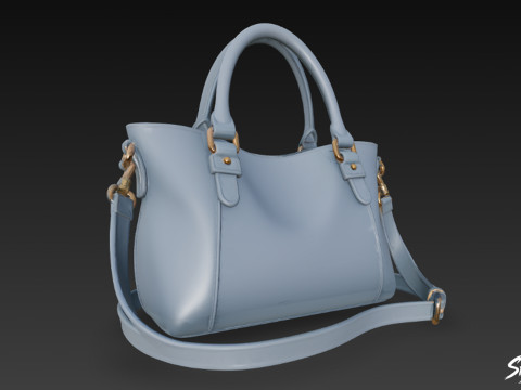 Tas Tote Modern Biru Model 3D