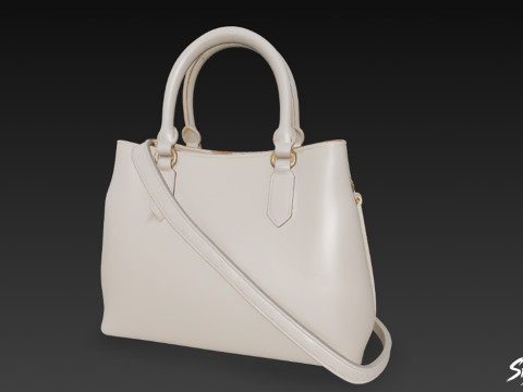 Krem Minimal Tote Çanta 3D Model