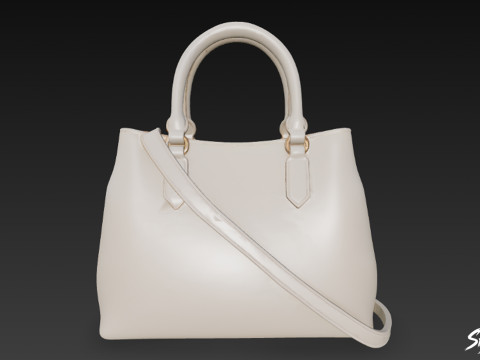 Sac fourre-tout minimal crème Modèle 3D