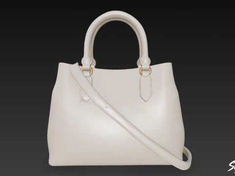 Cream Minimal Tote Bag 3D Model