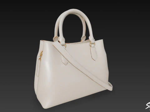 Cream Minimal Tote Bag 3D Model