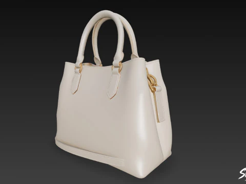 Cream Minimal Tote Bag 3D Model