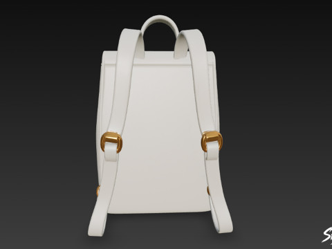 आइवरी लेदर बैकपैक 3D मॉडल