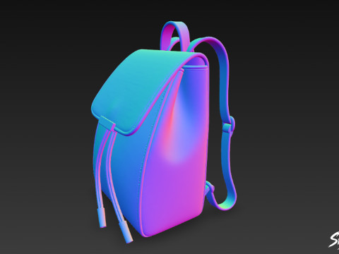 आइवरी लेदर बैकपैक 3D मॉडल