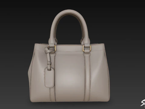 Gray Brown Structured Tote Bag 3D Model