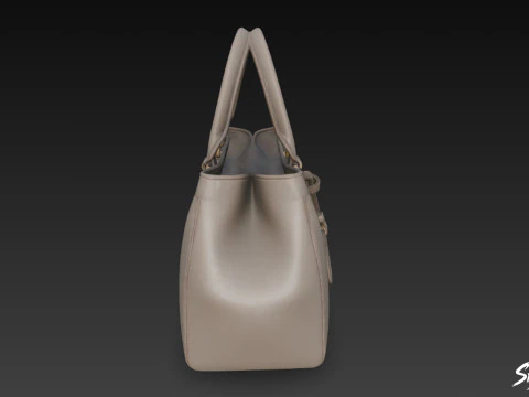 Gray Brown Structured Tote Bag 3D Model