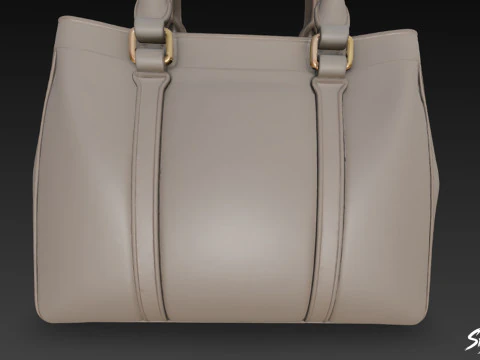 Gray Brown Structured Tote Bag 3D Model